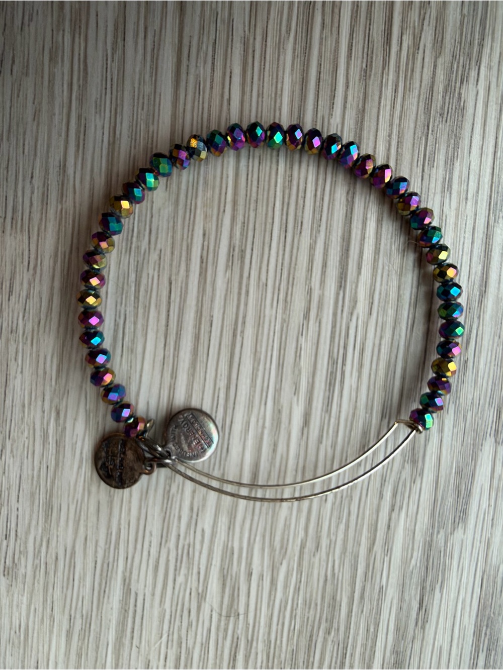 Alex and Ani Iridescent Multicolor Faceted Bead Expandable Bracelet